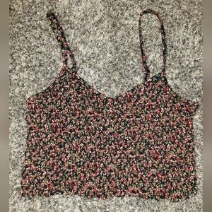 Willow Root| Floral Fitted Spaghetti Strap Crop Top